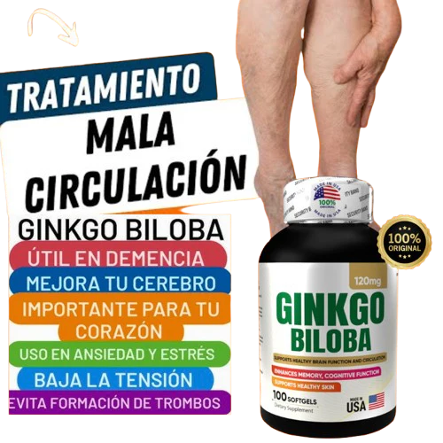 Ginkgo Biloba X 100 Capsulas Mejor circulación + Concentración Mental